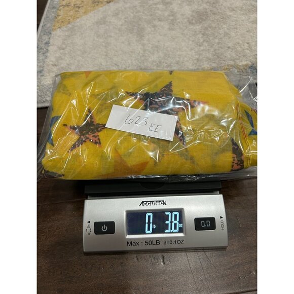 Star Print Rectangle Scarf Yellow Blue Shawl Wrap Lightweight Playful Print - Picture 7 of 7